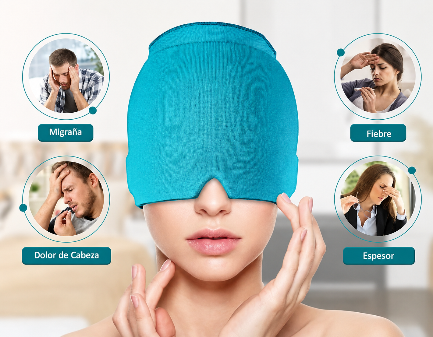 BeCalm – Antifaz Térmico de Gel para Ojos y Frente | Alivio con Frío o Calor
