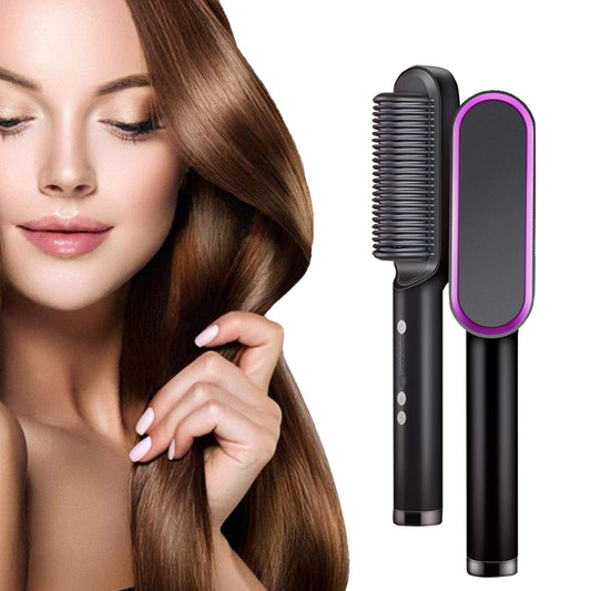 Cepillo Plancha Alisador con Pinza y 4 Temperaturas – Alisado Profesional para Todo Tipo de Cabello