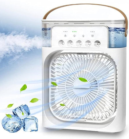 Ventilador Climatizador Portátil con Pulverizador y LED – Bruma Fría y Frescor Instantáneo