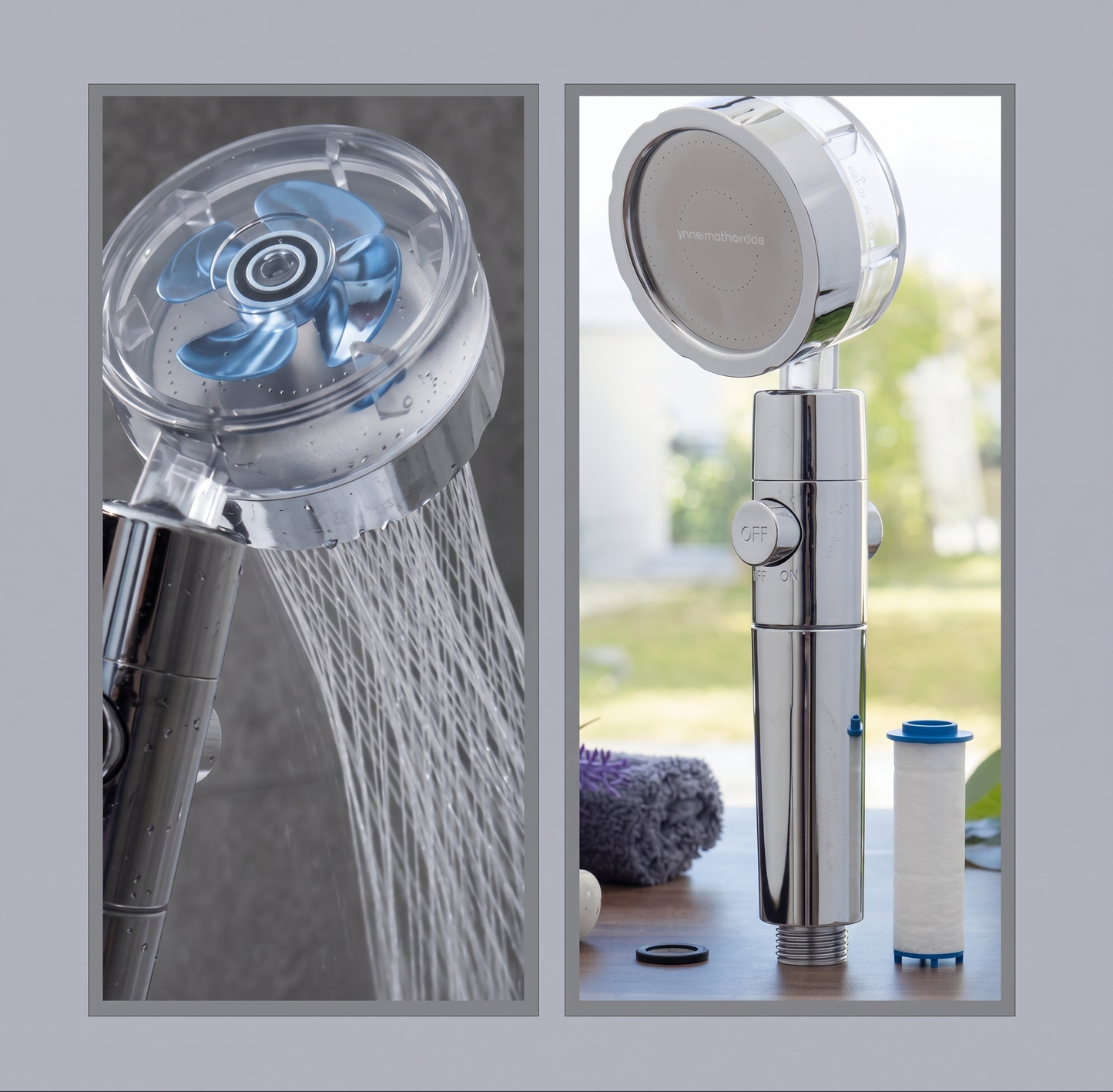 Cabezal de Ducha con Filtro Descalcificador y Efecto Hélice – Más Presión, Agua Más Pura